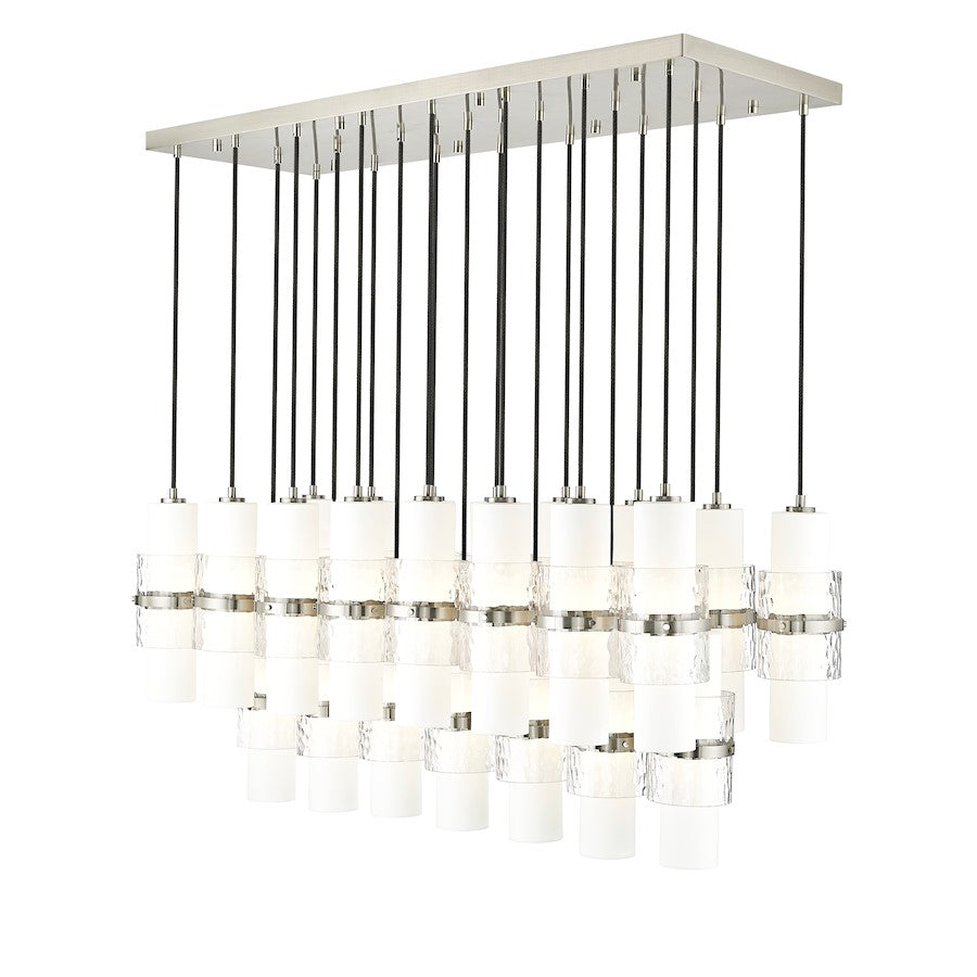 Z-Lite Cayden 23 Light Linear Chandelier, Nickel/Clear/Etch Opal - 1946P-23L-BN