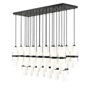 Z-Lite Cayden 23 Light Linear Chandelier, Black/Clear/Etched Opal - 1946P-23L-MB
