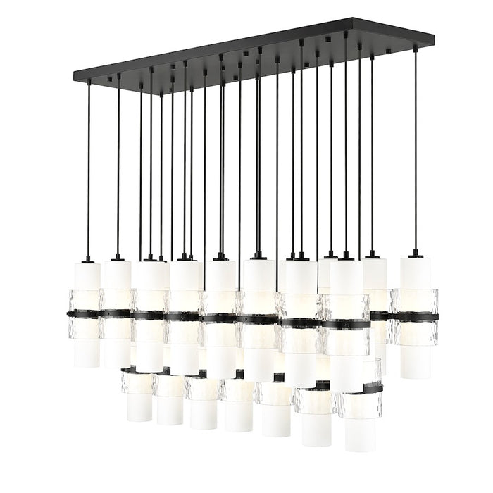 Z-Lite Cayden 23 Light Linear Chandelier, Black/Clear/Etched Opal - 1946P-23L-MB