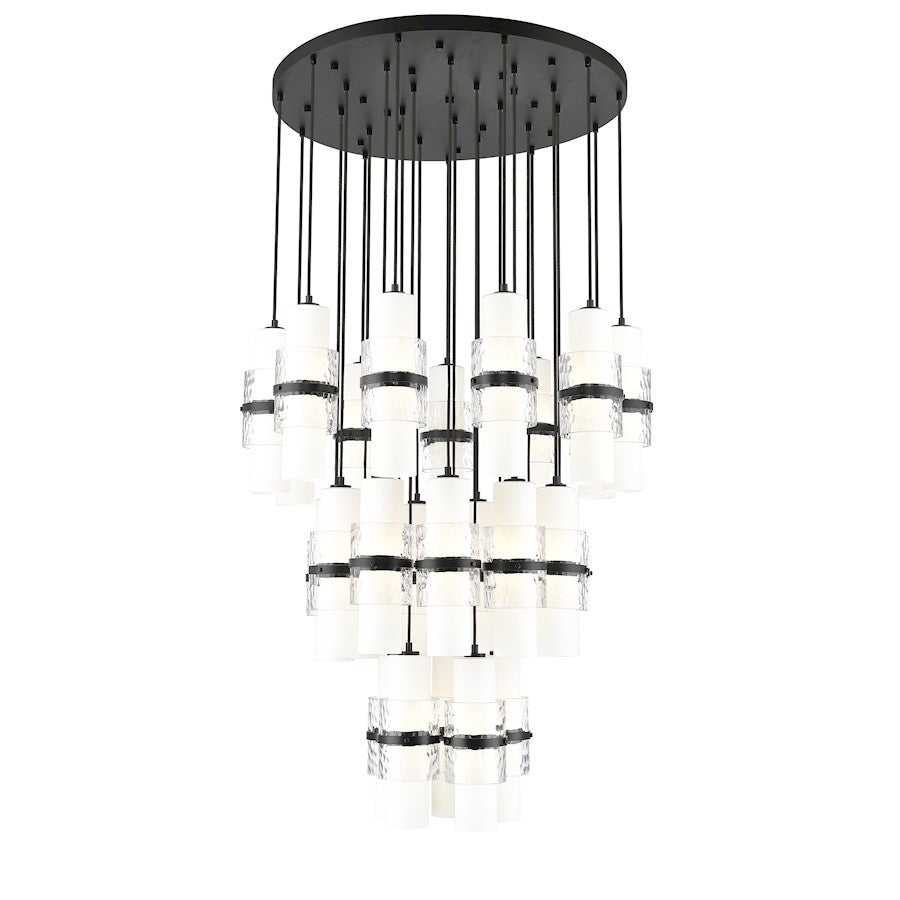 Z-Lite Cayden 27 Light Chandelier, Matte Black/Clear/Etched Opal - 1946P-27R-MB