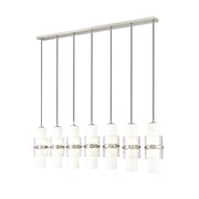 Z-Lite Cayden 7 Light Linear Chandelier, Nickel/Clear/Etched Opal - 1946P-7L-BN