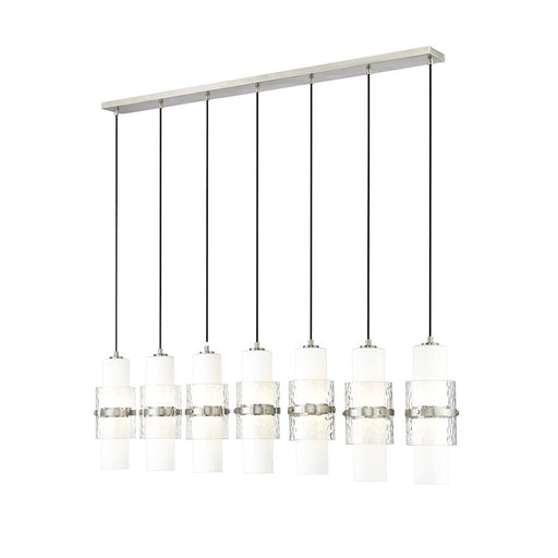 Z-Lite Cayden 7 Light Linear Chandelier, Nickel/Clear/Etched Opal - 1946P-7L-BN