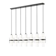 Z-Lite Cayden 7 Light Linear Chandelier, Black/Clear/Etched Opal - 1946P-7L-MB