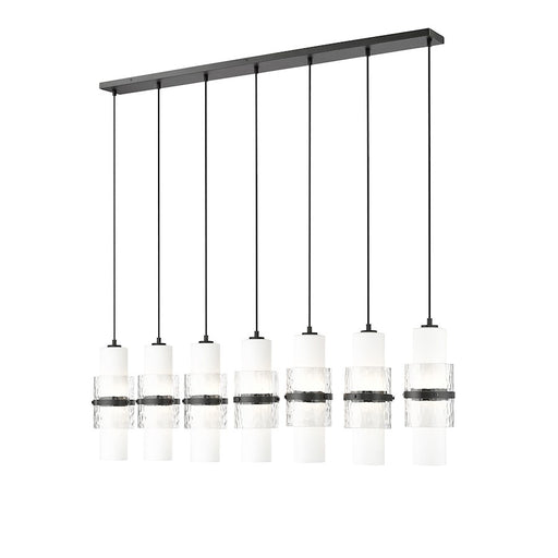 Z-Lite Cayden 7 Light Linear Chandelier, Black/Clear/Etched Opal - 1946P-7L-MB