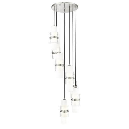 Z-Lite Cayden 7 Light Chandelier, Brushed Nickel/Clear/Etched Opal - 1946P-7R-BN