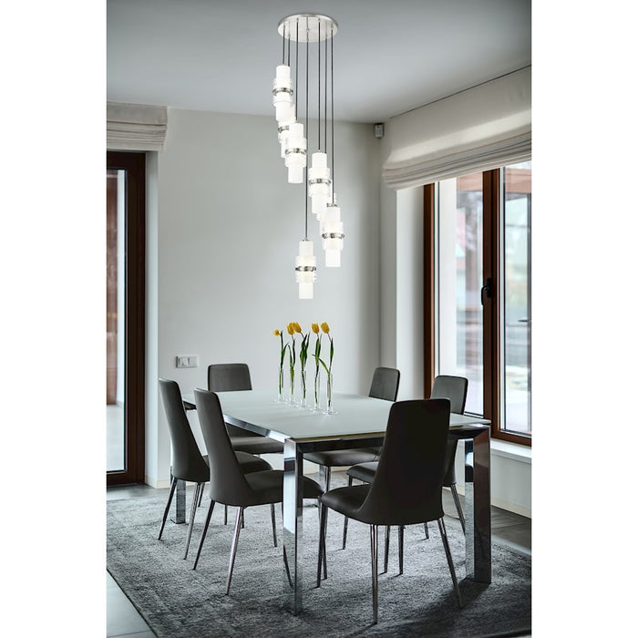 Z-Lite Cayden 7 Light Chandelier, Brushed Nickel/Clear/Etched Opal