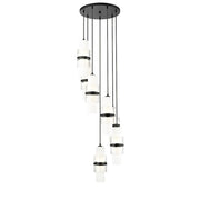 Z-Lite Cayden 7 Light Chandelier, Matte Black/Clear/Etched Opal - 1946P-7R-MB