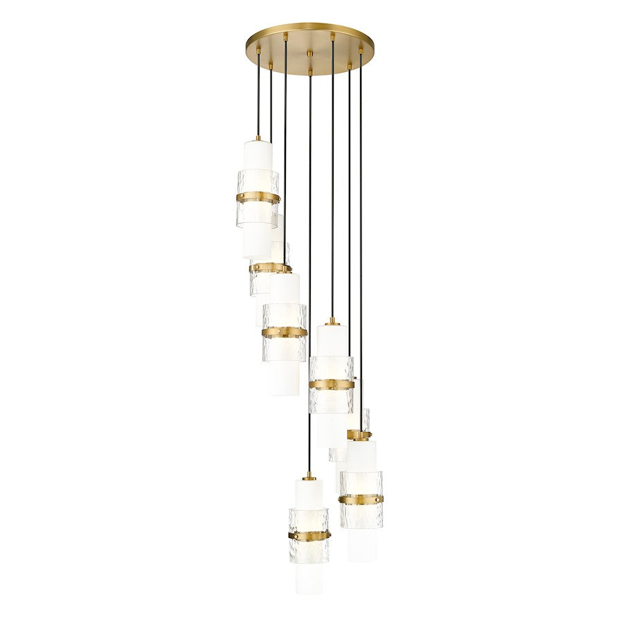 Z-Lite Cayden 7 Light Chandelier, Modern Gold/Clear/Etched Opal - 1946P-7R-MGLD