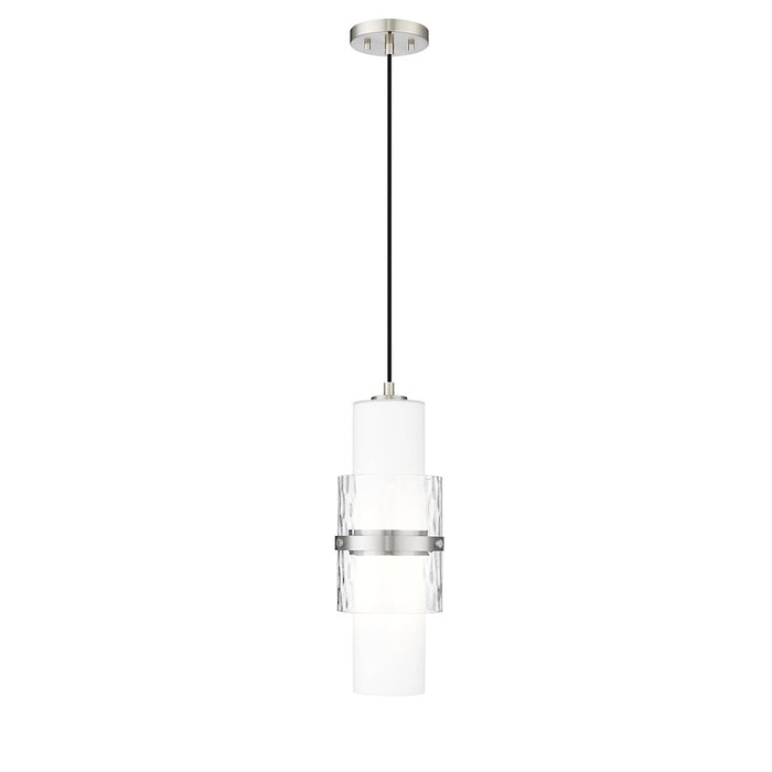 Z-Lite Cayden 1 Light 6.50" Pendant, Brushed Nickel/Clear/Etched Opal - 1946P-BN