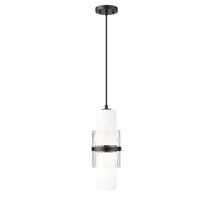 Z-Lite Cayden 1 Light 6.50" Pendant, Matte Black/Clear/Etched Opal - 1946P-MB