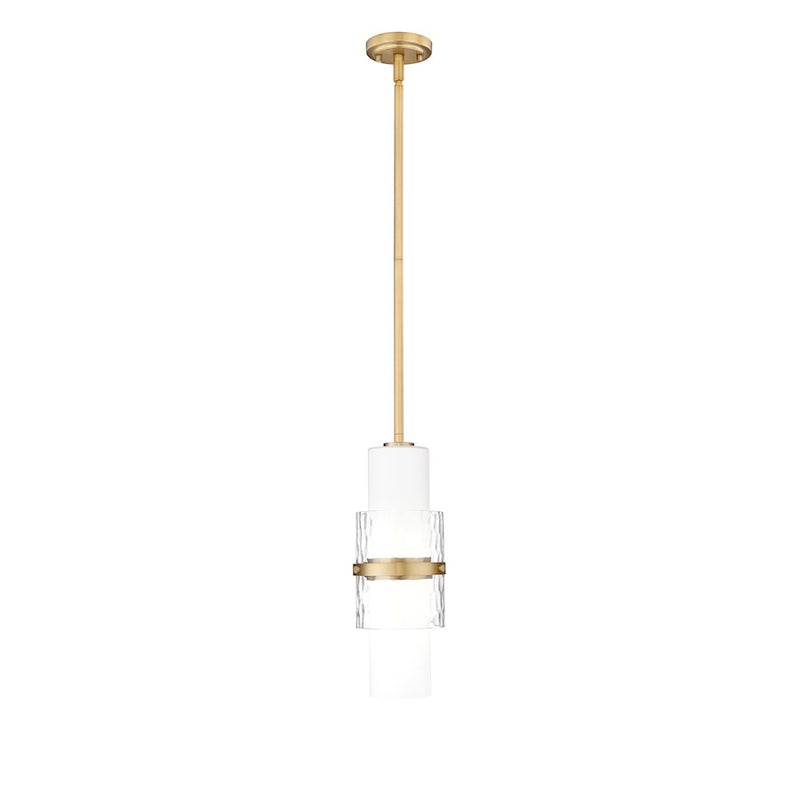 Z-Lite Cayden 1 Light 6.50" Pendant, Gold/Clear/Etched Opal - 1946P-ROD-MGLD