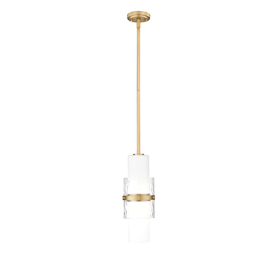 Z-Lite Cayden 1 Light 6.50" Pendant, Gold/Clear/Etched Opal - 1946P-ROD-MGLD