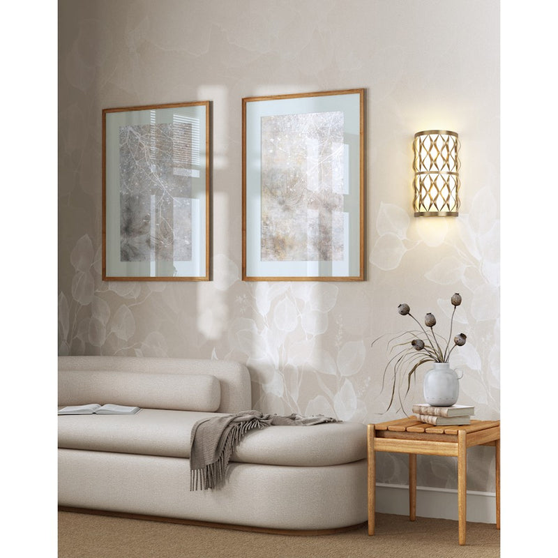 Z-Lite Harden 2 Light Wall Sconce, Modern Gold/White