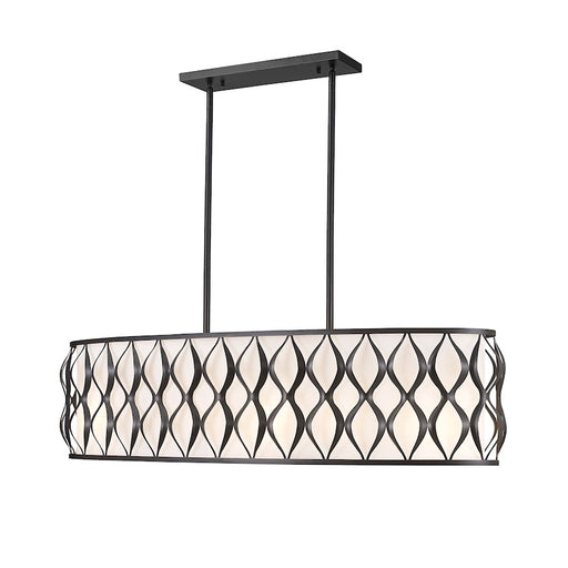 Z-Lite Harden 10 Light Linear Chandelier, Matte Black/White - 1948-42L-MB