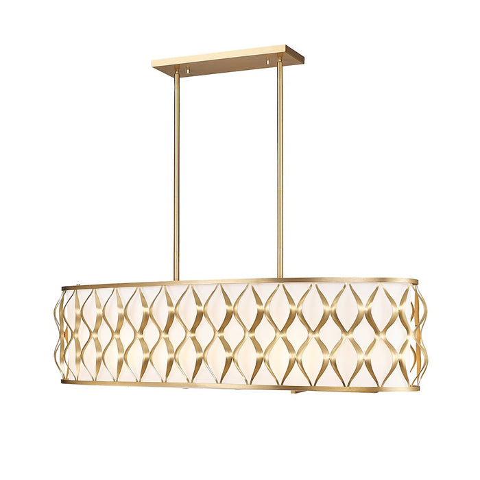 Z-Lite Harden 10 Light Linear Chandelier, Modern Gold/White - 1948-42L-MGLD