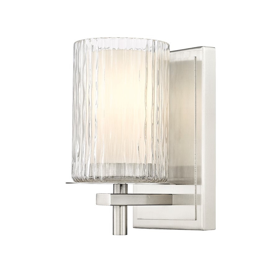 Z-Lite Grayson 1 Light Wall Sconce, Nickel/Clear/Etched Opal - 1949-1S-BN