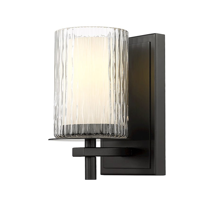 Z-Lite Grayson 1 Light Wall Sconce, Matte Black/Clear/Etched Opal - 1949-1S-MB