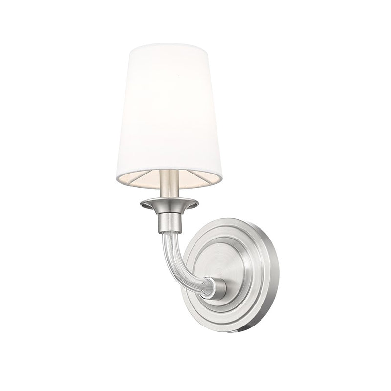 Z-Lite Katerina 1 Light 6.5" Wall Sconce, Brushed Nickel/White