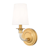 Z-Lite Katerina 1 Light 6.5" Wall Sconce, Rubbed Brass/White - 1950-1S-RB