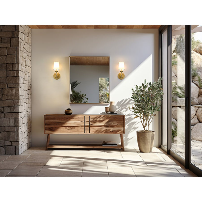 Z-Lite Katerina 1 Light 6.5" Wall Sconce, Rubbed Brass/White