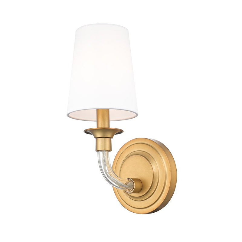 Z-Lite Katerina 1 Light 6.5" Wall Sconce, Rubbed Brass/White