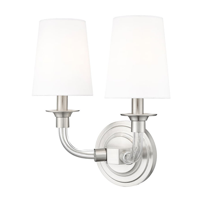 Z-Lite Katerina 2 Light 6.5" Wall Sconce, Brushed Nickel/White - 1950-2S-BN