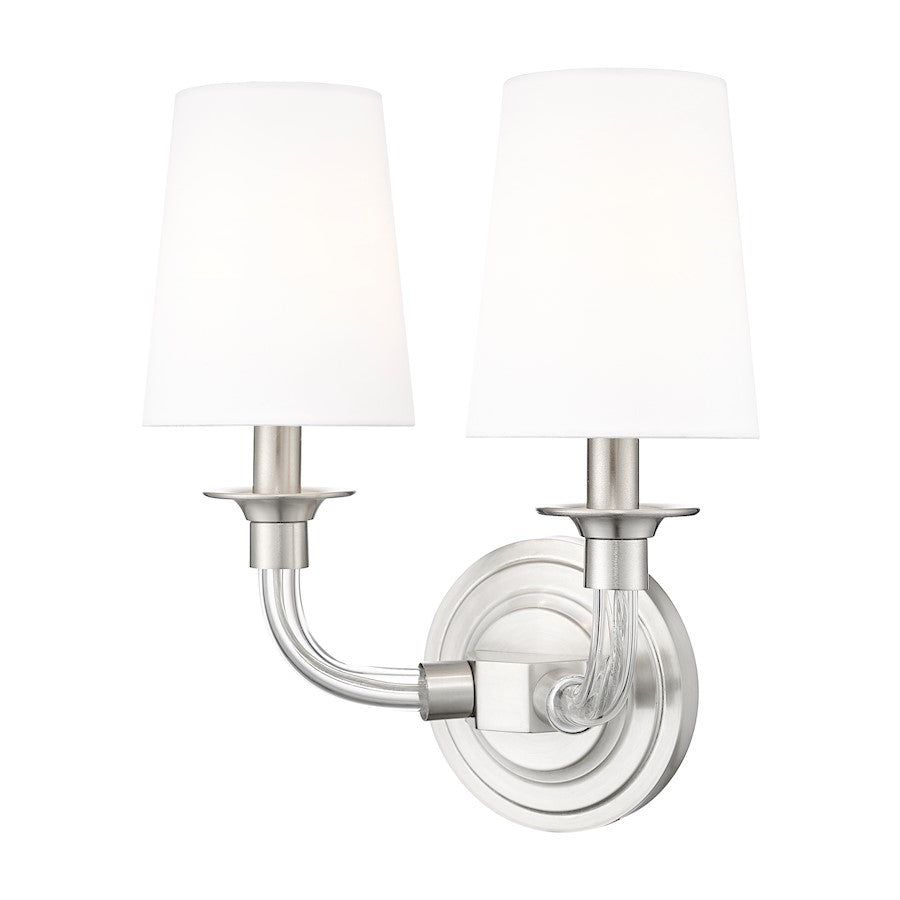 Z-Lite Katerina 2 Light 6.5" Wall Sconce, Brushed Nickel/White - 1950-2S-BN