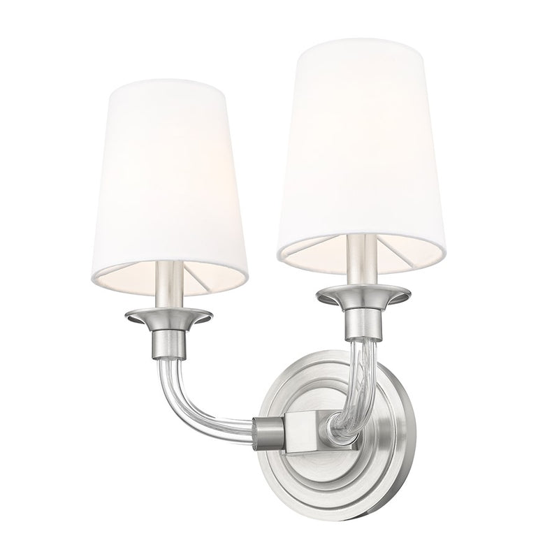 Z-Lite Katerina 2 Light 6.5" Wall Sconce, Brushed Nickel/White