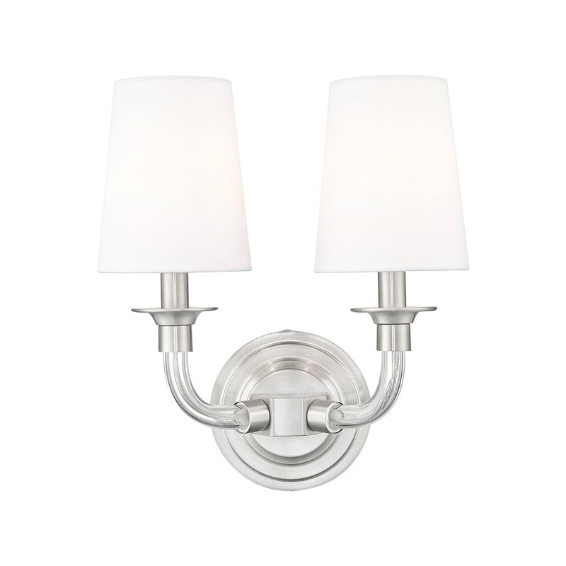 Z-Lite Katerina 2 Light 6.5" Wall Sconce, Brushed Nickel/White