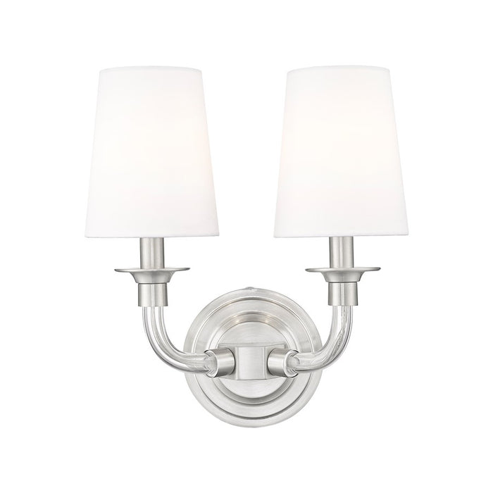 Z-Lite Katerina 2 Light 6.5" Wall Sconce, Brushed Nickel/White