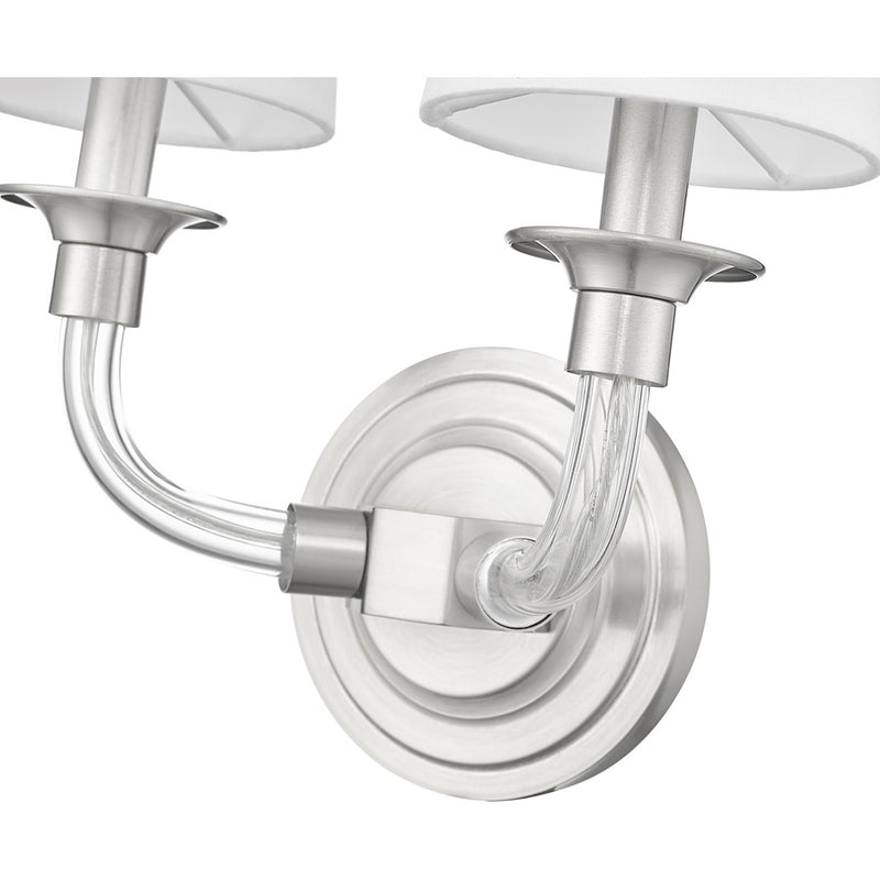 Z-Lite Katerina 2 Light 6.5" Wall Sconce, Brushed Nickel/White