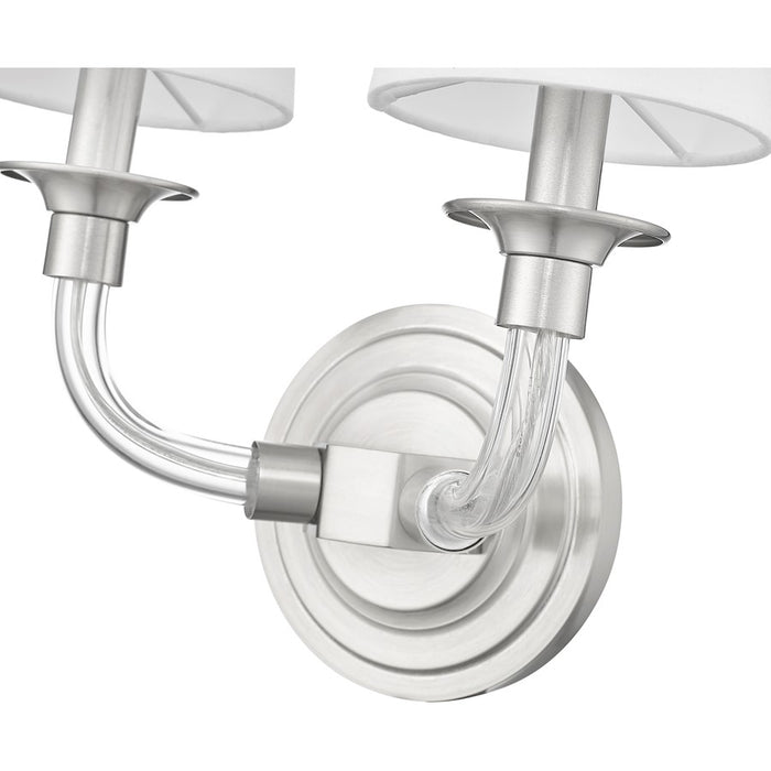Z-Lite Katerina 2 Light 6.5" Wall Sconce, Brushed Nickel/White