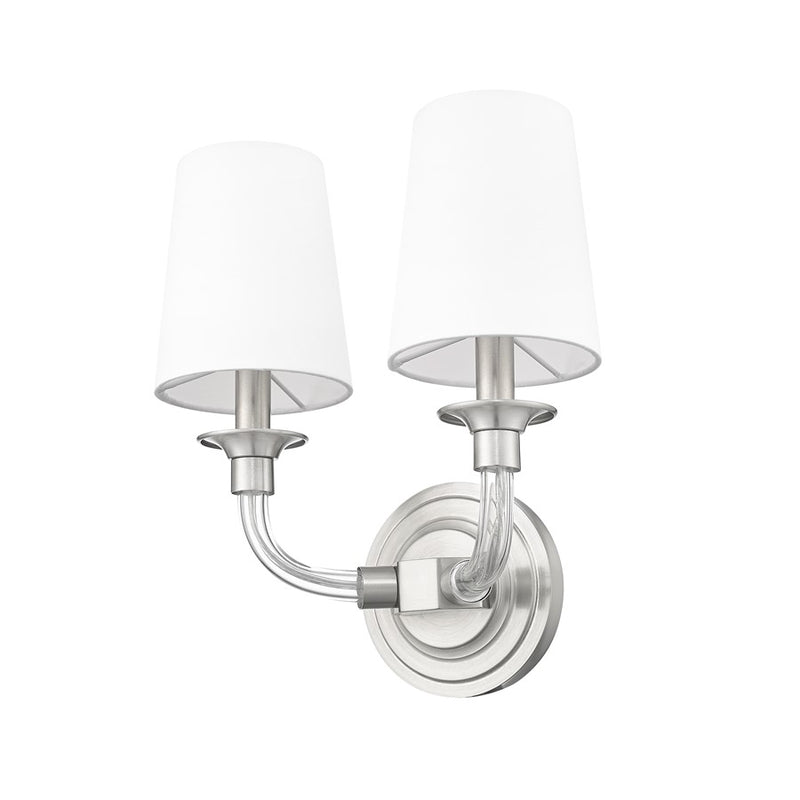 Z-Lite Katerina 2 Light 6.5" Wall Sconce, Brushed Nickel/White