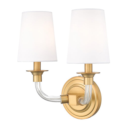 Z-Lite Katerina 2 Light 6.5" Wall Sconce, Rubbed Brass/White - 1950-2S-RB