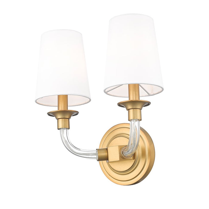 Z-Lite Katerina 2 Light 6.5" Wall Sconce, Rubbed Brass/White