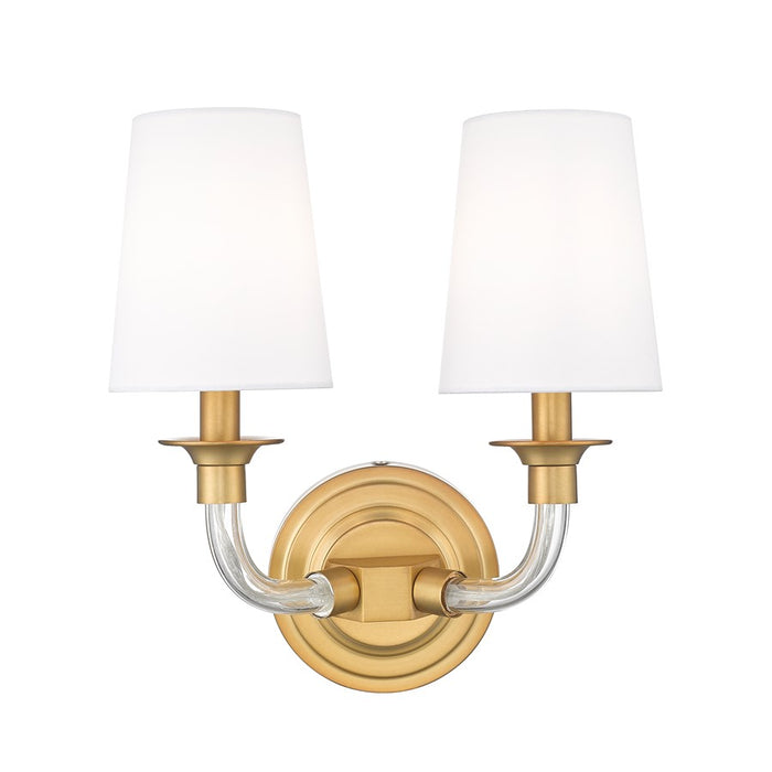 Z-Lite Katerina 2 Light 6.5" Wall Sconce, Rubbed Brass/White