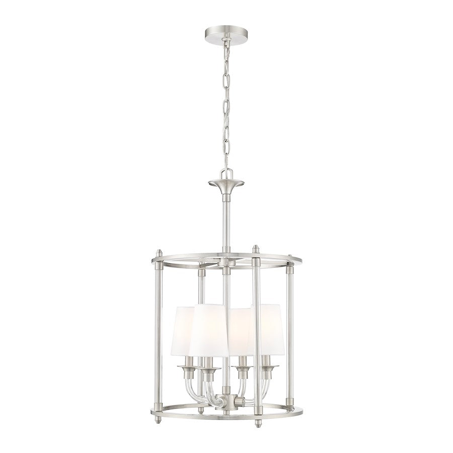Z-Lite Katerina 4 Light 16" Chandelier, Brushed Nickel/White - 1950-4C-BN