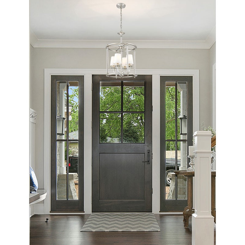 Z-Lite Katerina 4 Light 16" Chandelier, Brushed Nickel/White