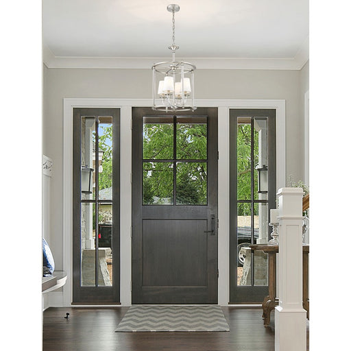 Z-Lite Katerina 4 Light 16" Chandelier, Brushed Nickel/White