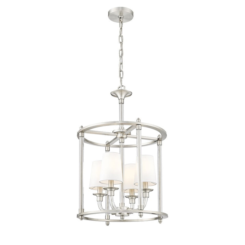 Z-Lite Katerina 4 Light 16" Chandelier, Brushed Nickel/White