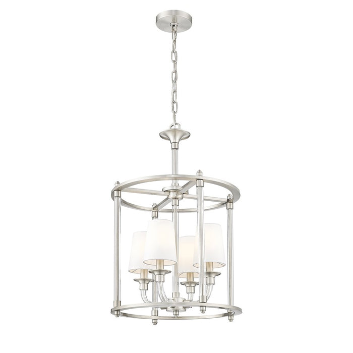 Z-Lite Katerina 4 Light 16" Chandelier, Brushed Nickel/White