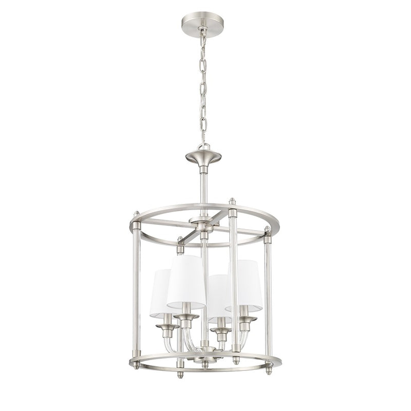 Z-Lite Katerina 4 Light 16" Chandelier, Brushed Nickel/White