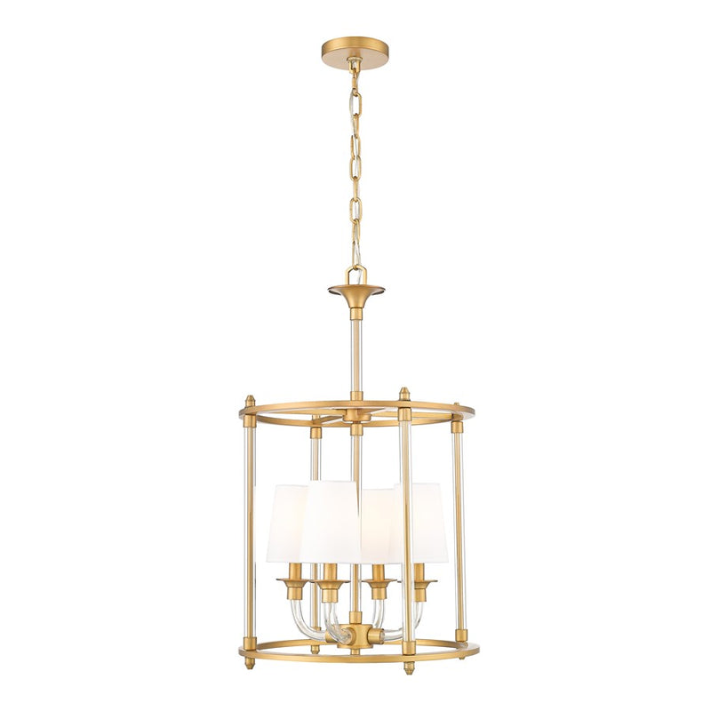 Z-Lite Katerina 4 Light 16" Chandelier, Rubbed Brass/White - 1950-4C-RB