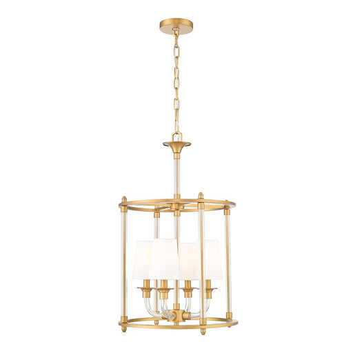 Z-Lite Katerina 4 Light 16" Chandelier, Rubbed Brass/White - 1950-4C-RB