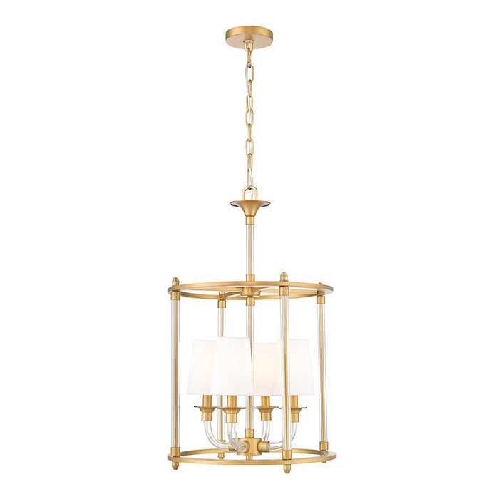 Z-Lite Katerina 4 Light 16" Chandelier, Rubbed Brass/White - 1950-4C-RB