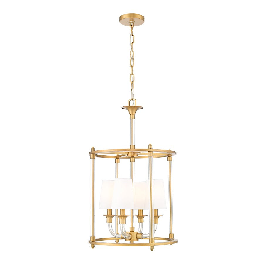Z-Lite Katerina 4 Light 16" Chandelier, Rubbed Brass/White - 1950-4C-RB