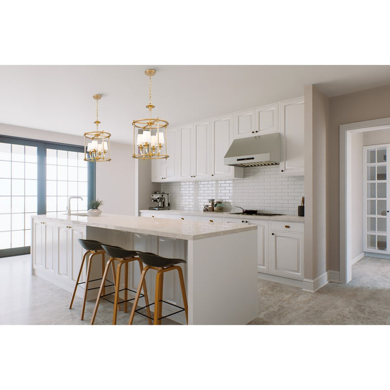 Z-Lite Katerina 4 Light 16" Chandelier, Rubbed Brass/White