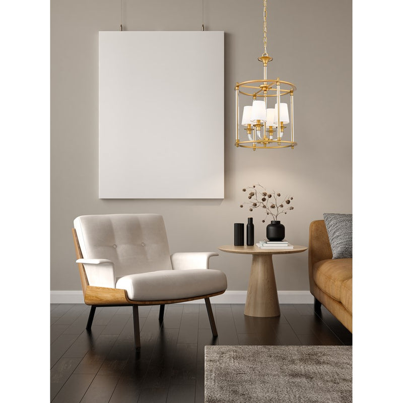 Z-Lite Katerina 4 Light 16" Chandelier, Rubbed Brass/White