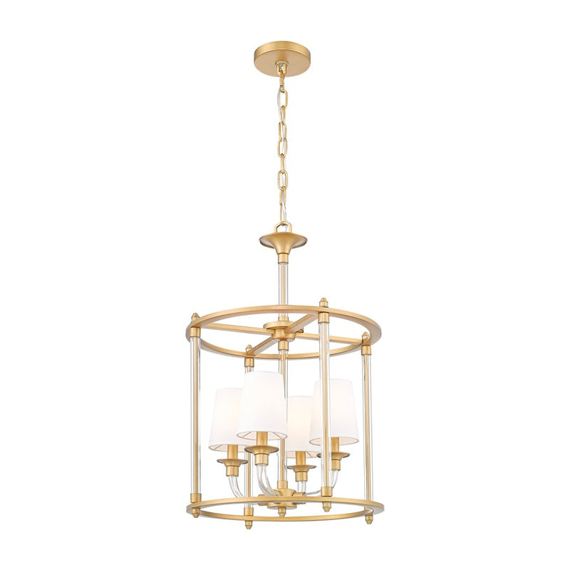 Z-Lite Katerina 4 Light 16" Chandelier, Rubbed Brass/White