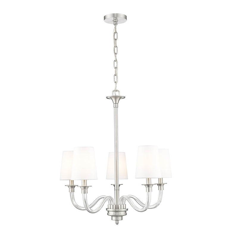 Z-Lite Katerina 5 Light 24" Chandelier, Brushed Nickel/White